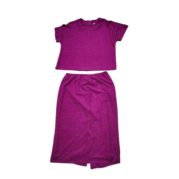 Florentine Dresses & Skirts - Florentine Purple Woven Wine Jacket & Skirt Suit – Vintage Two‑Piece Set, 12